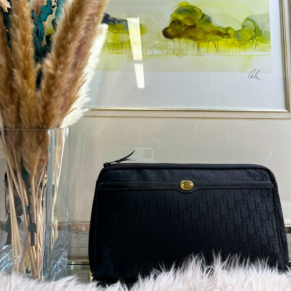Dior Canvas Black Clutch Bag